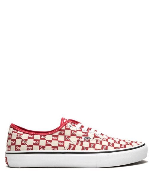 Vans Cotton X Authentic "supreme Checkered Red" Low-top Sneakers in White Men Lyst