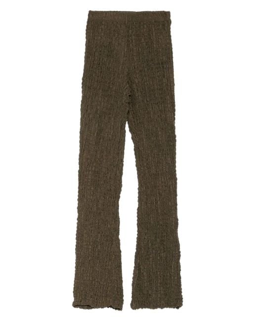 Song For The Mute Green Seersucker-Texture Trousers