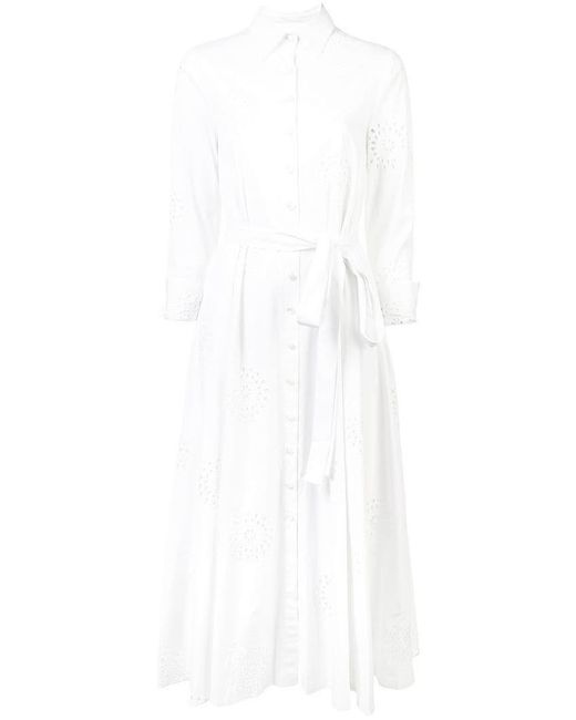 Carolina Herrera White Perforated Shirt Dress