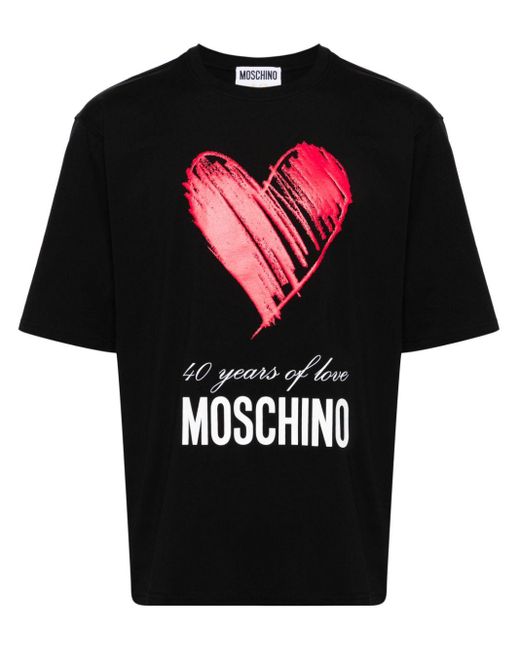 Moschino Black 40 Years Of Love Cotton T-shirt for men