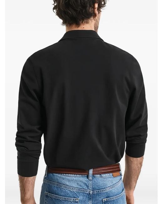 Gant Black Long-Sleeve Pique Rugby Polo Shirt for men