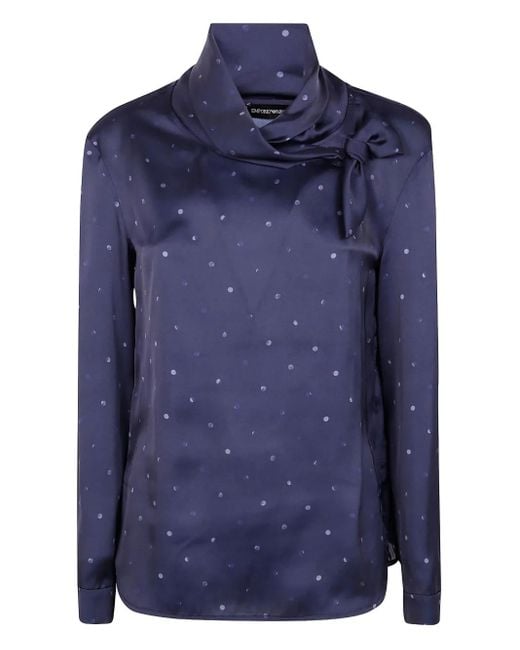 Emporio Armani ポルカドット ブラウス Blue