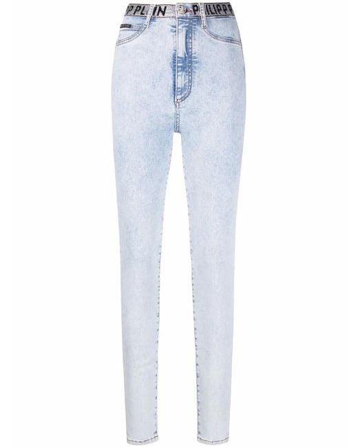 Philipp Plein Blue High-Waist Denim Jeggings