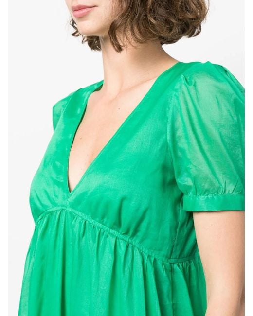 Blanca Vita Green Tiered V-Neck Dress
