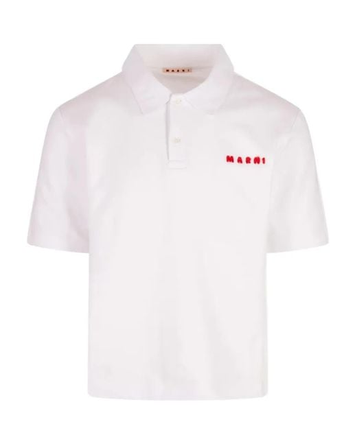 Marni Poloshirt Met Geborduurd Logo in het White voor heren