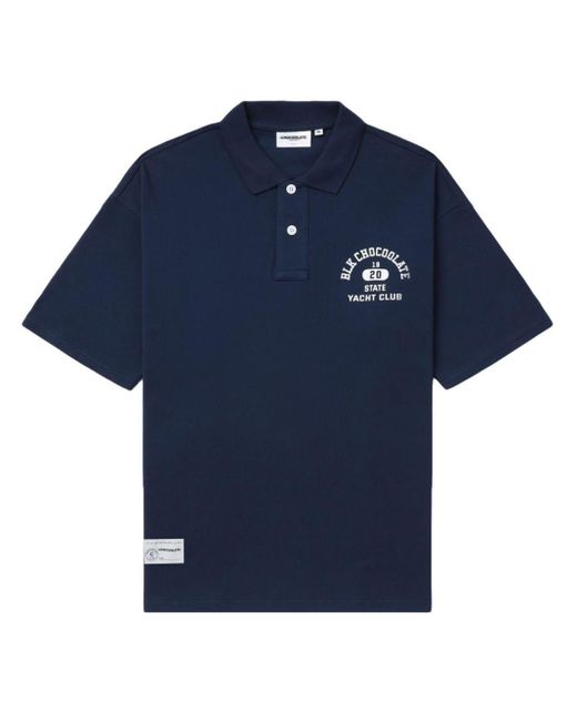 Chocoolate Blue Logo-print Cotton Polo Shirt for men