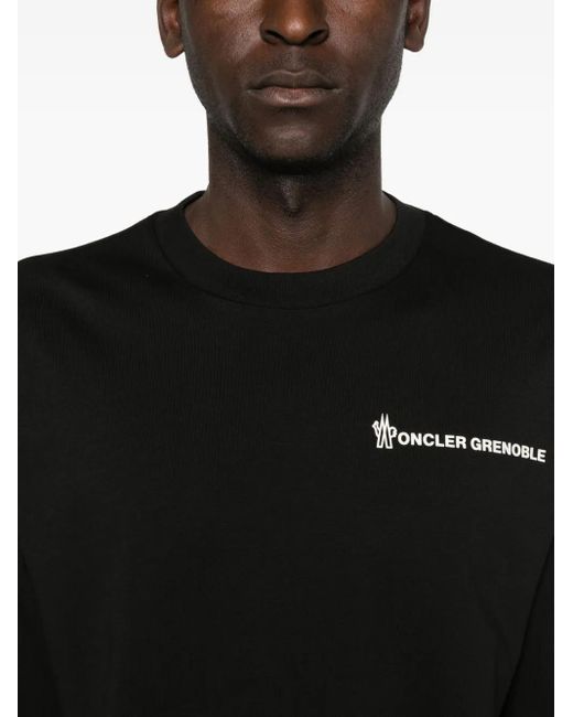 Felpa Con Logo Ricamato di Moncler in Black da Uomo