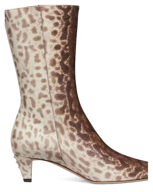 Fendi Brown 50Mm Snakeskin-Print Boots