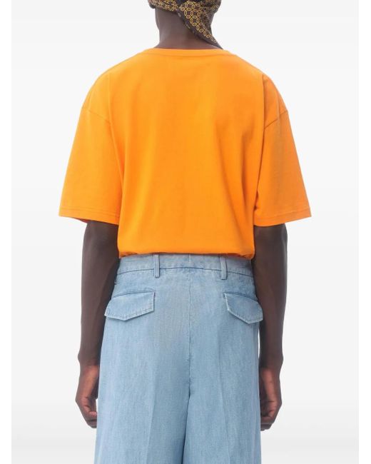Valentino Garavani Orange Chez-Print T-Shirt for men