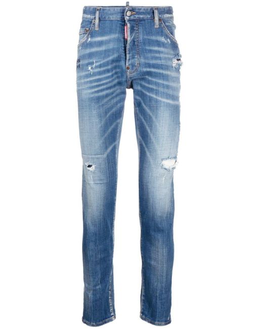 DSquared² Gerafelde Skinny Jeans in het Blue voor heren