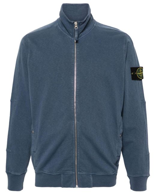 Stone Island Blue Compass-badge Zip-up Sweatshirt for men