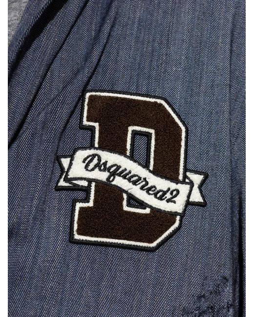 DSquared² Blue Distressed Ripepd Coat for men
