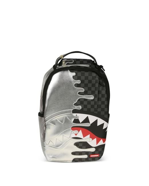 Sprayground Black Checkered Metallic-Finish Backpack for men