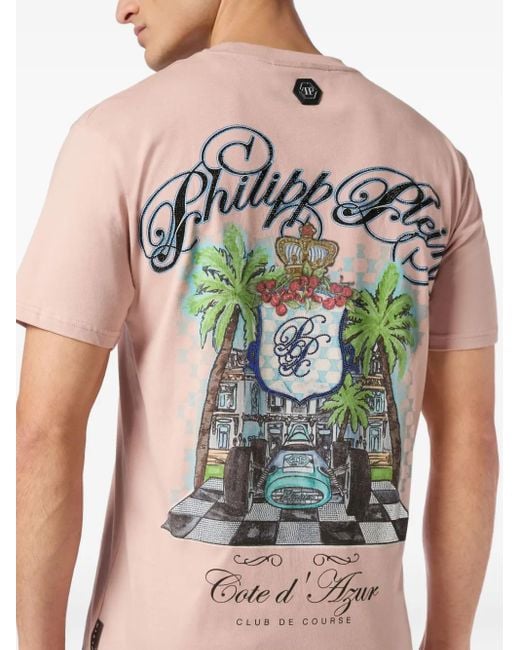 Philipp Plein Pink Club The Course Stones T-Shirt for men