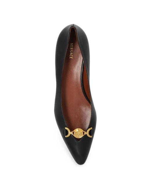 Versace Black Pointed-Toe Ballet Flats
