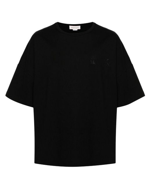 Alexander McQueen Black T-shirt Con Logo Oversize for men