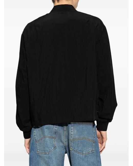 Emporio Armani Black Logo-Embroidered Zip-Up Jacket for men