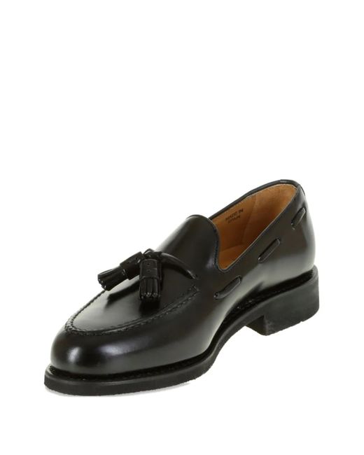Berwick Shoes Black Tassel-Detail Leather Loafers for men