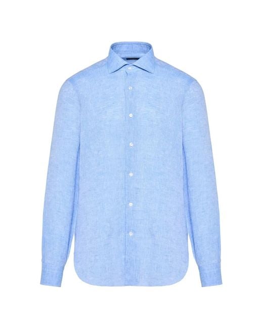 Camisa Con Botones Barba Napoli de hombre de color Blue