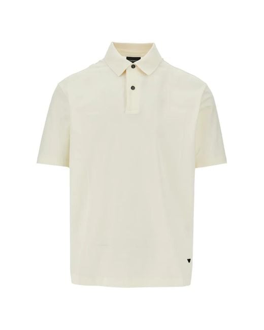 Emporio Armani White Logo-Plaque Polo Shirt for men
