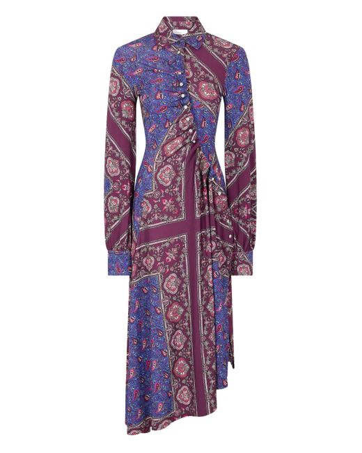Rabanne Purple Asymmetric Shirt Dress