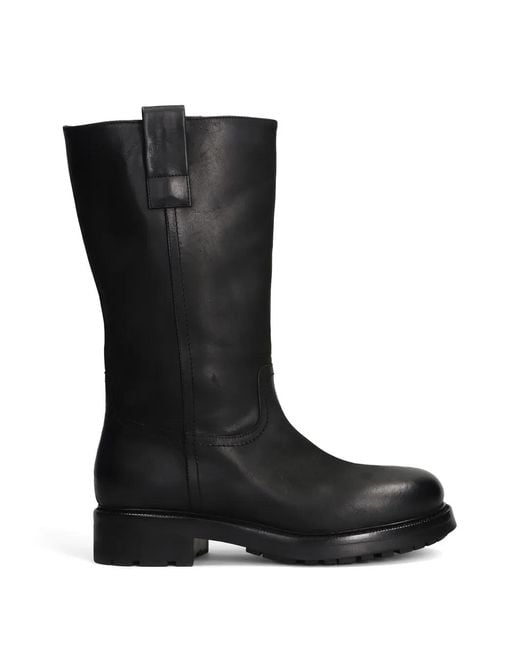 strategia shoes Black Pull-Tab Leather Boots