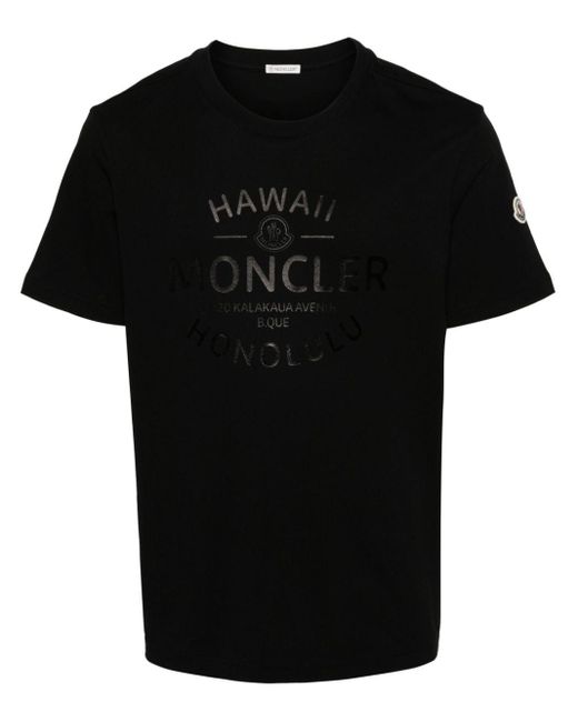 Camiseta con logo estampado Moncler de hombre de color Black