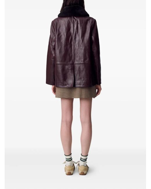 Claudie Pierlot シアリングカラーレザーコート Brown