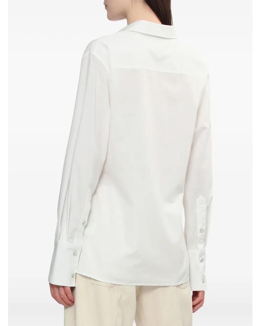 Helmut Lang White Button Asymmetric Cotton Shirt