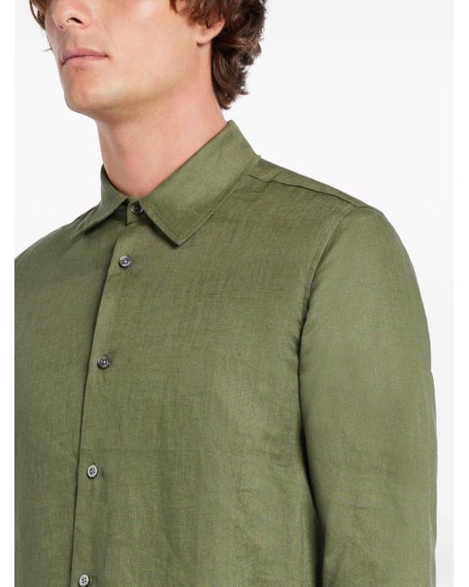 CHE Langärmeliges Hemd aus Leinen in Green für Herren