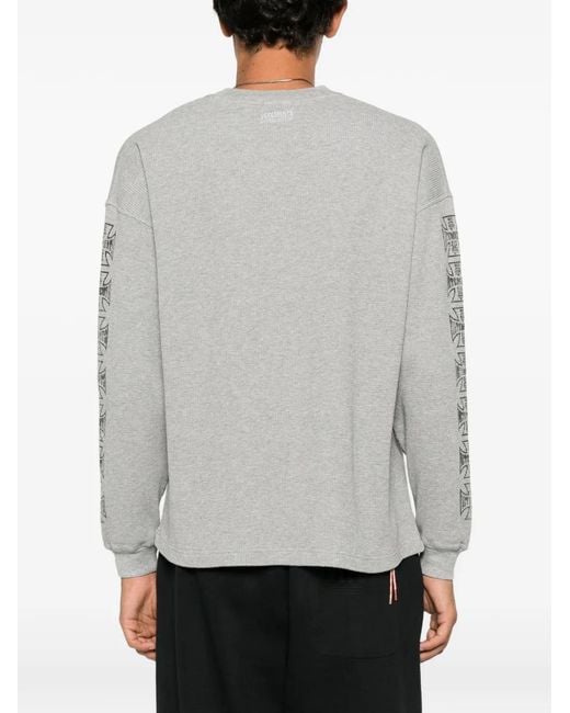 Vetements Gray Logo-Print Waffle-Knit T-Shirt for men