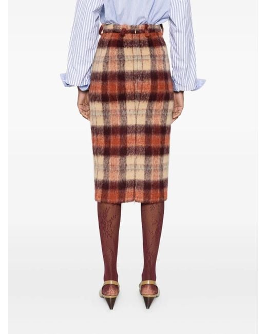 N°21 Brown Rock Checked Wool Skirt