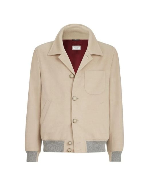 Brunello Cucinelli Natural Lightweight Virgin-Wool Cloth Outerwear Jacket for men