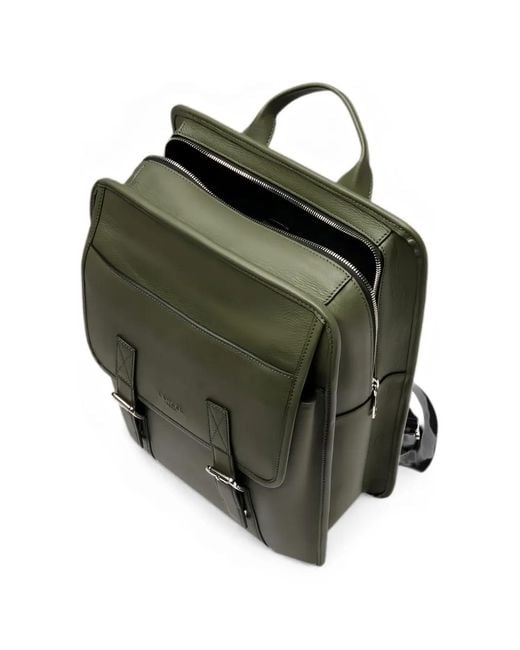 Lancel Green Mistral Buckle-Fastening Leather Backpack for men