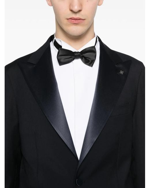 Tagliatore Black Peak-Lapel Suit for men
