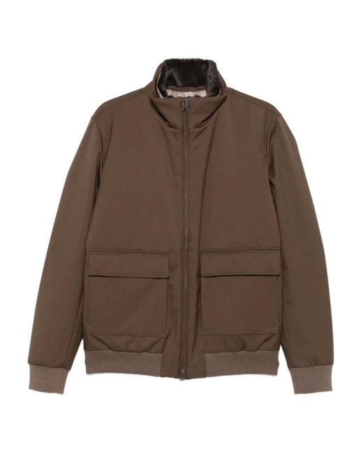 メンズ Herno ジップアップ エコファージャケット Brown