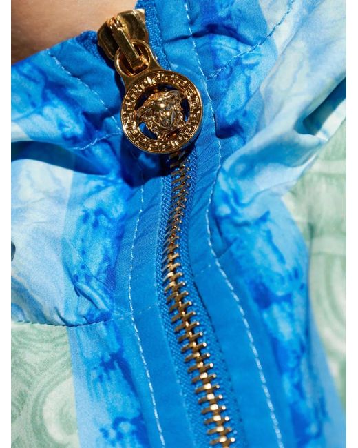 Versace Blue Jacket With Hood for men