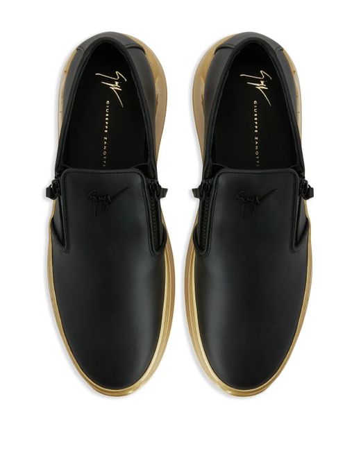 Giuseppe Zanotti メンズ ブルー Conley ジップ レザーローファー 