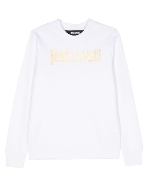 Just Cavalli White Logo-print Cotton Sweatshirt
