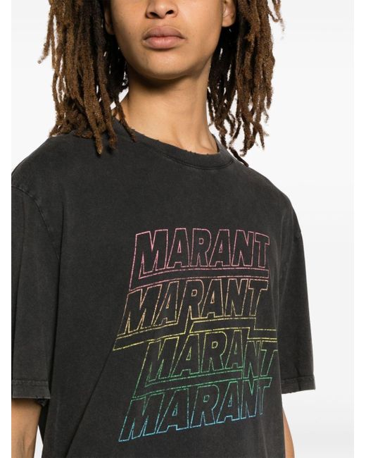 Isabel Marant Black Logo-print Organic-cotton T-shirt for men
