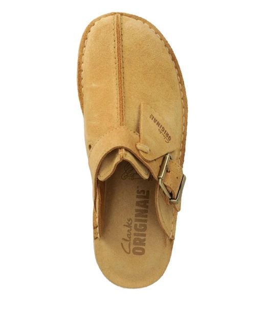 Clarks Natural Buckle Platform Mules