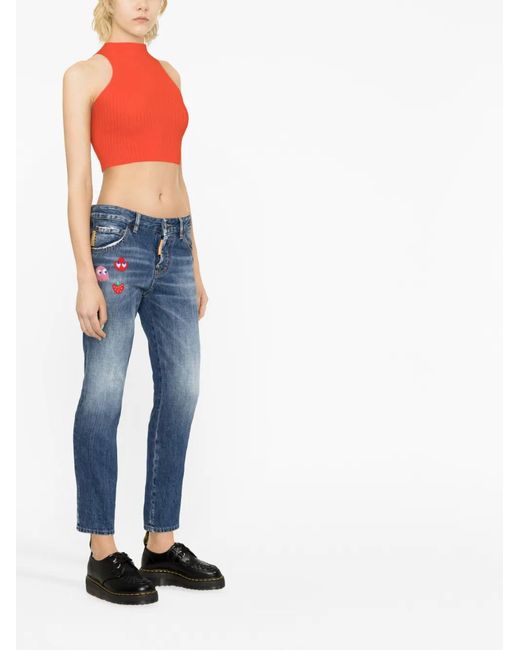 DSquared² Blue Patch-Detail Denim Jeans