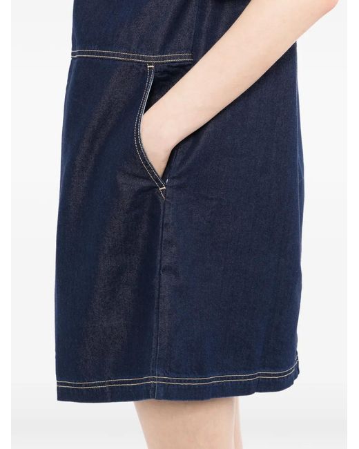 SPORT b. by agnès b. Blue Logo-Embroidered Denim Shirt Dress