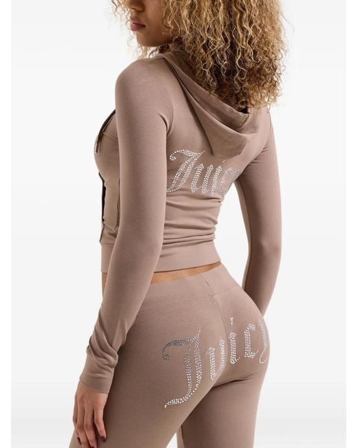 Juicy Couture Pink Diamanté-Logo Zip-Through Hoodie