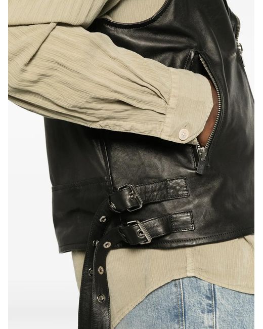 Salvatore Santoro Black Veste De Moto En Cuir for men