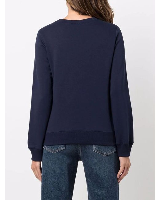 A.P.C. Blue Logo-Print Cotton Sweatshirt