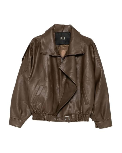 ELEH Brown Zip-Up Bomber Jacket