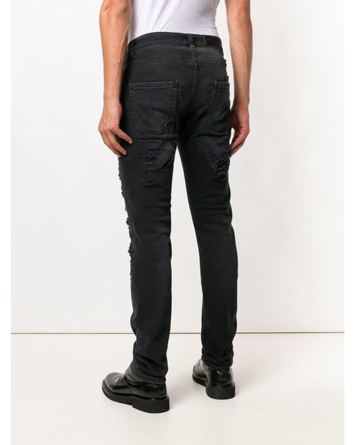 Philipp Plein Denim Distressed Skinny Jeans in Black for Men - Lyst