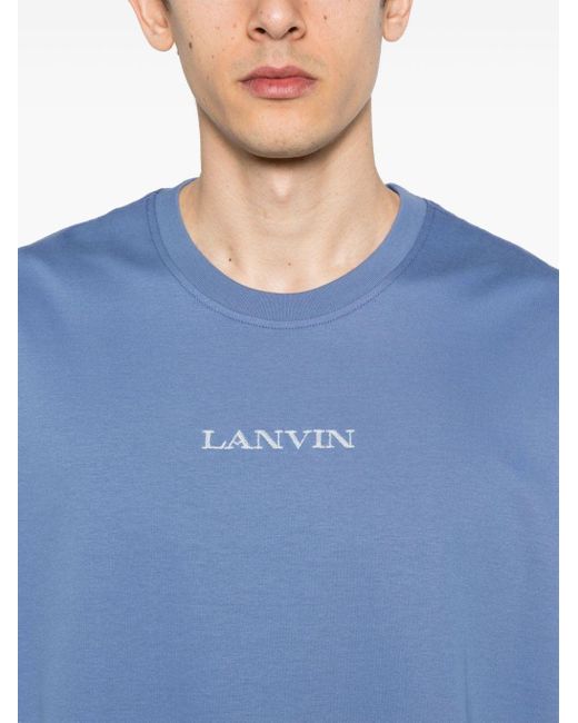 Camiseta con logo bordado Lanvin de hombre de color Blue