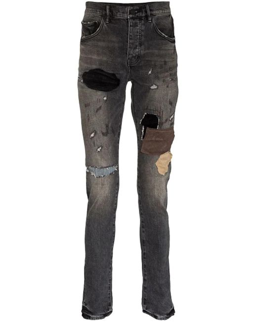 Purple Brand Patchwork-Jeans Im Distressed-Look in Gray für Herren